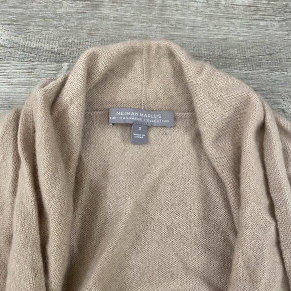 neiman marcus cashmere Open Front Cardigan Beige Knit Preppy S - Picture 2 of 6